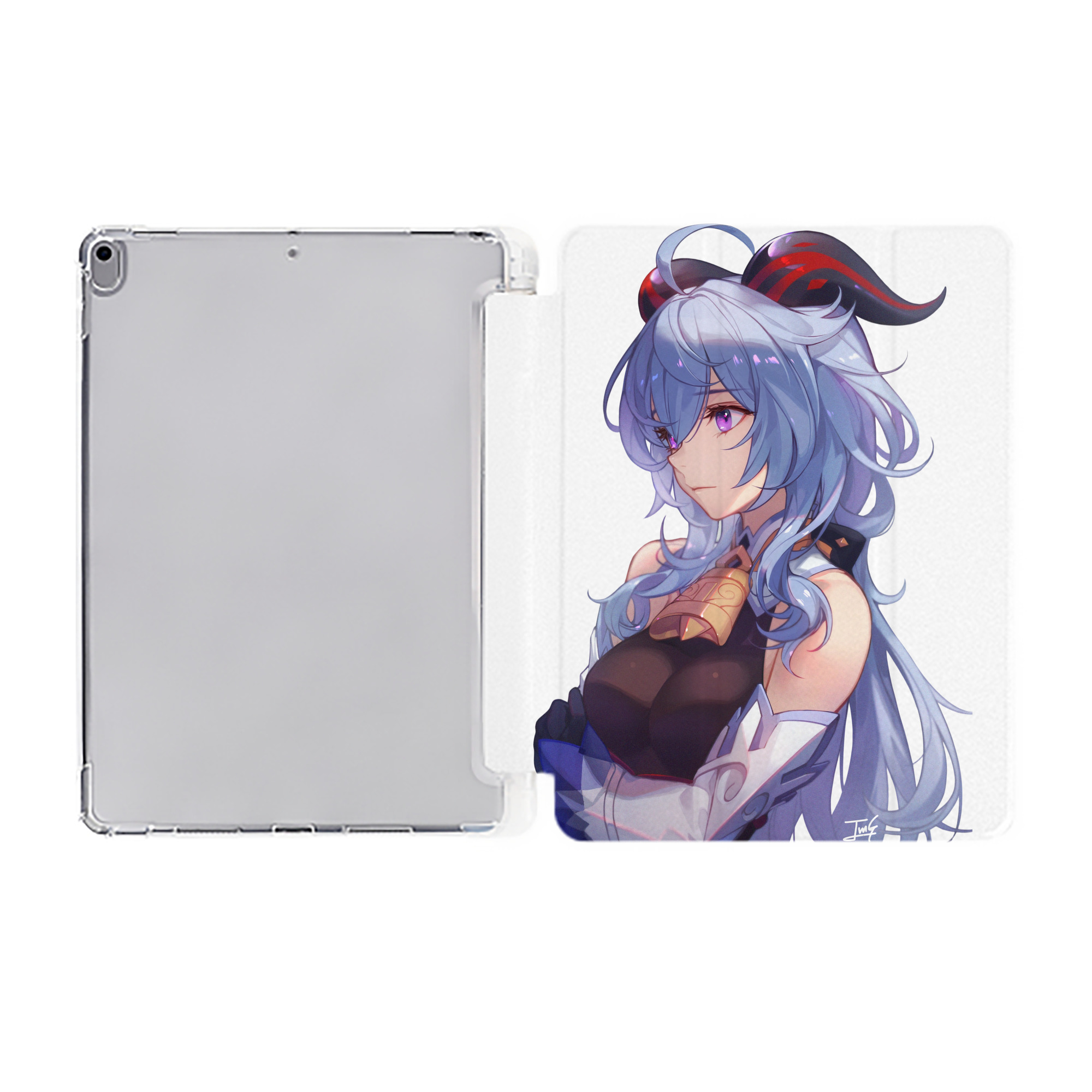 げんし神 甘雨 かんう genshin Ganyu IPad ケース ペン収納付き 三つ折りスタンド PUレザー×シリコン 対応機種9.5/10.5/10.9インチ